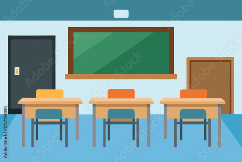 school classroom with blackboard