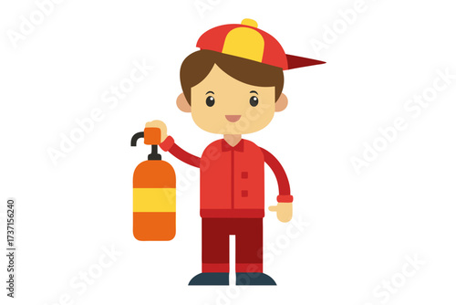 boy with fire extinguisher