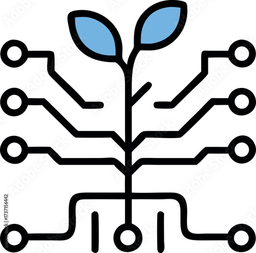 Digital growth technology and nature icon representing sustainable development concept