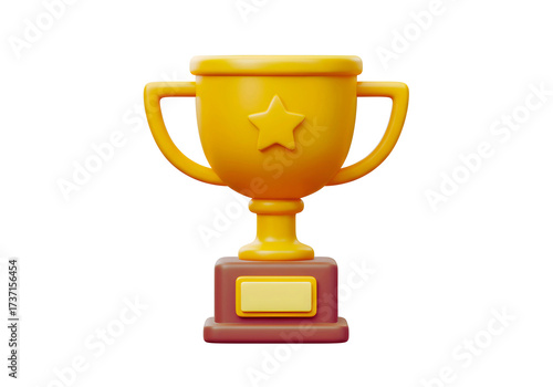 Trophy cup winner success champion icon sign or symbol 3d illustration
