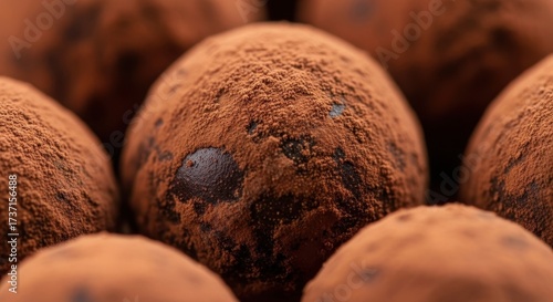 Gourmet chocolate truffles dusted in cocoa powder, decadent dark chocolate pralines, luxury handmade confectionery for dessert menu