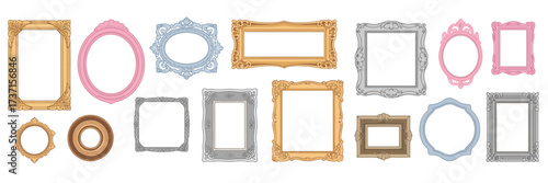 Collection of ornate and decorative picture frames in various shapes and styles for showcasing memories and artwork