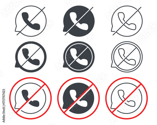 No phone calls. Forbidden call icon. Illustration vector