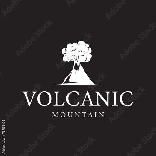 volcano logo black silhouette simple mountains nature illustration template symbol
