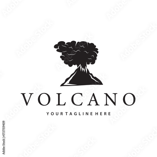 volcano logo black silhouette simple mountains nature illustration template symbol