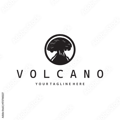 volcano logo black silhouette simple mountains nature illustration template symbol