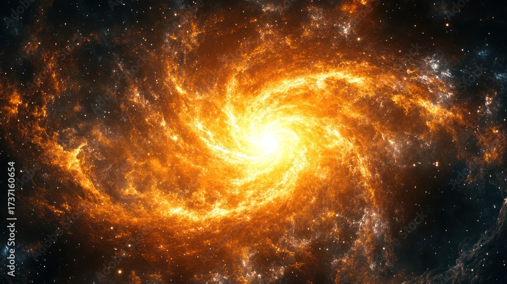 Fototapeta premium Fiery Spiral Galaxy in Deep Space