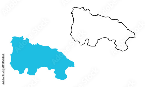 map of La Rioja autonomous community of Spain. Map with detailed outlines and blue silhouettes