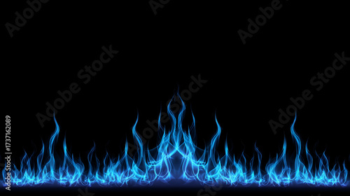 Blue flame border with abstract glowing fire waves creating dramatic energy and motion