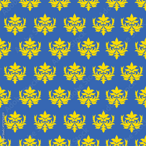 Deep blue backdrop accented by vivid yellow elements in a precise, orderly arrangement, delivering a sense of luxury and energy through bold color contrast.