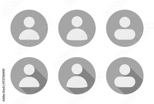 Default avatar profile icon set with long shadow. User account placeholder symbol