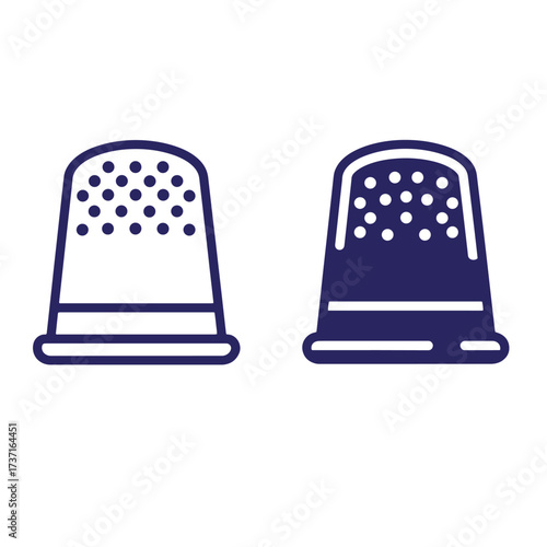 Stylized vector illustration of two thimbles depicting sewing and crafting elements
