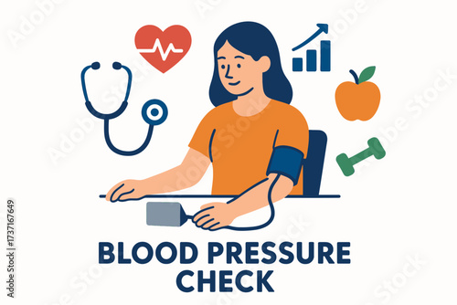 Woman Checking Blood Pressure Health Illustration