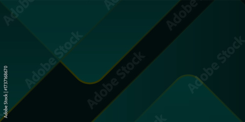 Dark green abstract background with gold lines and shadow. Luxury shiny good nice art