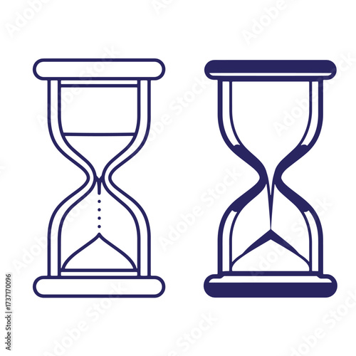 Two outline hourglass illustrations representing time management and passing moments