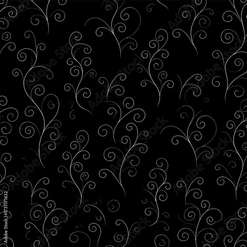 Elegant swirling floral tendrils pattern, a sophisticated design ideal for upscale branding, invitations, and stylish backgrounds, evoking organic beauty
