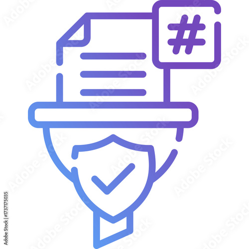 Hash Document Verification Gradient Line Icon