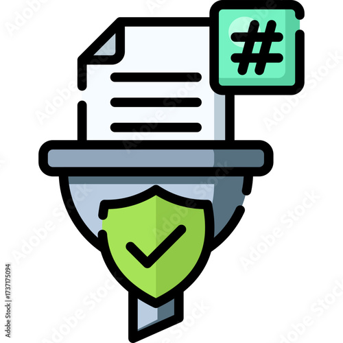 Hash Document Secure Lineal Color Icon