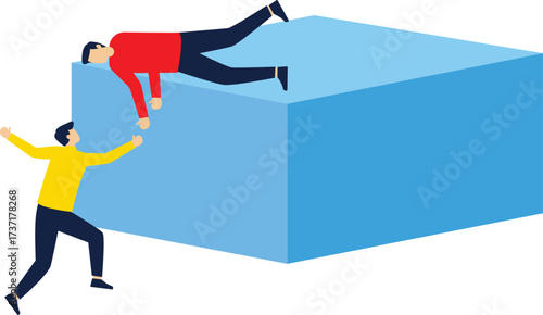 Concept of a business team helping each other to achieve success together, Business teamwork concept

