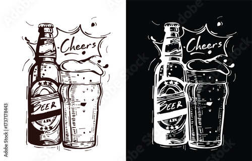 Vintage Hand-Drawn Beer Collection – Mugs, Bottles, Hops & Oktoberfest Elements
