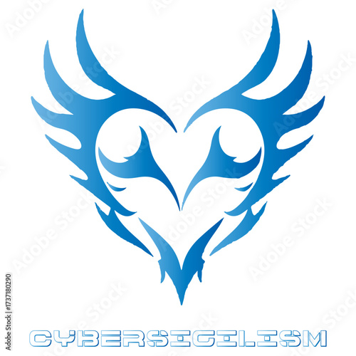 CyberSigilism Emblem A Futuristic Blue Heart