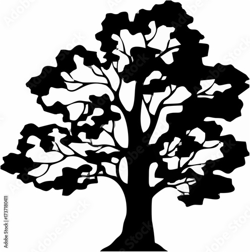 Black Silhouette Oak Tree Ico...
