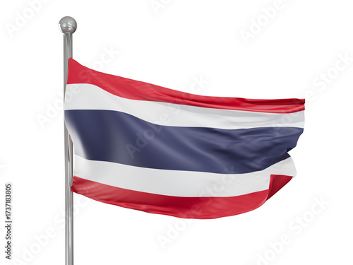Free Download thailand national flag flying on flagpole, transparent background - GFXLoad
