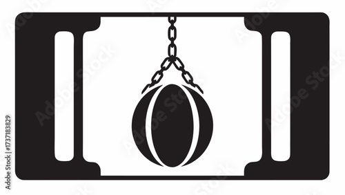 Dynamic black punching bag illustration ready for tough workouts, fitness training, and boxing gym promotions, originally a scalable vector graphic