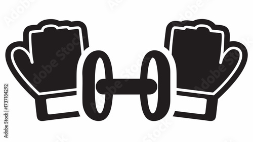 Dynamic fitness concept featuring boxing gloves and a dumbbell, ideal for gym promotions or workout motivation, strength and fitness training visual