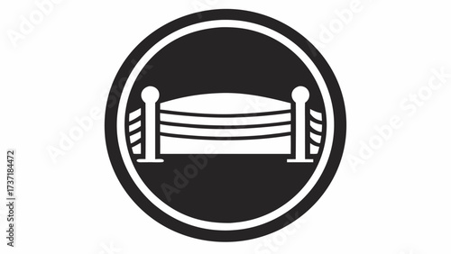 Bold boxing ring emblem conveys strength, determination, and competitive spirit, ideal for sports brands, fitness promotions, and motivational campaigns