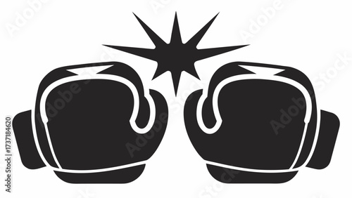 Dynamic boxing gloves clashing creates a striking impact, perfect for sports, fitness, or competition themes, a powerful symbol of strength and determination