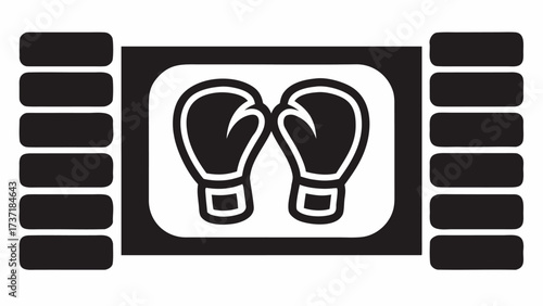 Bold boxing gloves icon for fitness, combat sports promotion, or fight night event branding, delivering power and strength in a simple, memorable design