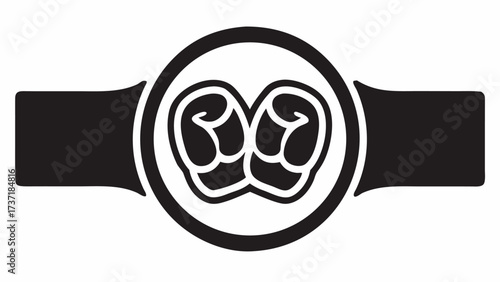 Bold boxing championship belt emblem for victorious achievements, symbolizing strength, power, and winning with a vector graphic design, perfect for branding