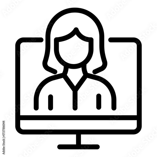 Person on Video Call Line Icon of Interviews (Design) Icon Set