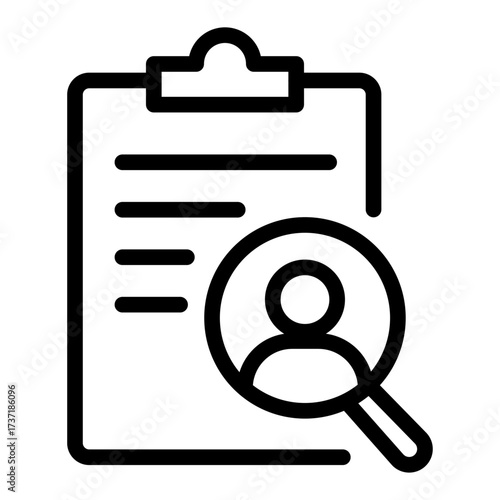 Clipboard with Magnifying Glass Line Icon of Interviews (Design) Icon Set