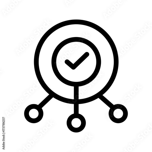 Checkmark in Network Line Icon of Pattern Recognition Icon Set