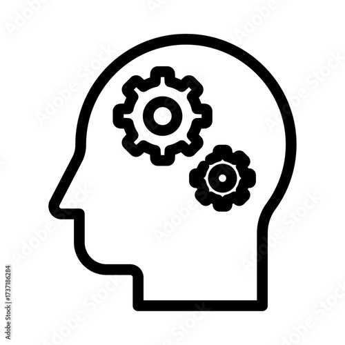 Gears in Head Line Icon of Cognitive Psychology (Design) Icon Set