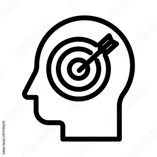 Target in Head Line Icon of Cognitive Psychology (Design) Icon Set