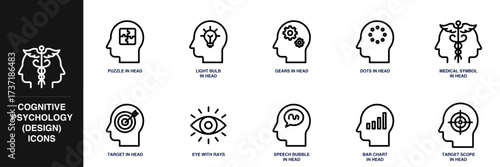 Cognitive Psychology (Design) Line Icon Set