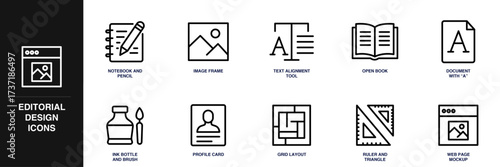 Editorial Design Line Icon Set
