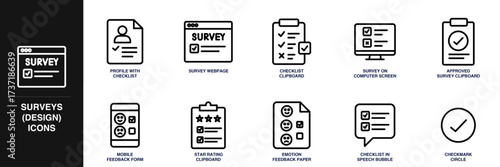Surveys (Design) Line Icon Set