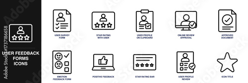 User Feedback Forms Line Icon Set