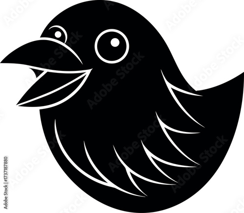 Finch Bird Face Smiling Silhouette Illustration