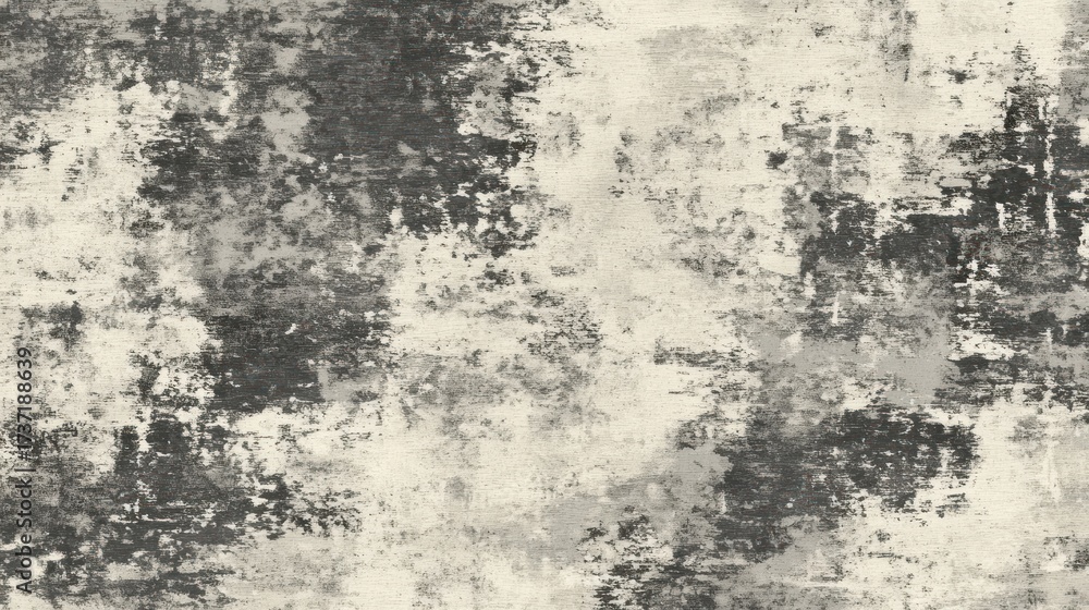 Fototapeta premium Abstract textured design in muted tones of gray and beige. Rough, distressed, paint-like marks and brushstrokes create a mottled effect