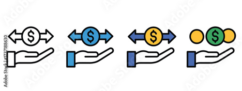 Financial Transaction Icons Pack,  Money Transfer, Currency Exchange, Mobile Payment, Online Banking, Business Finance Elements, Fintech Symbols, Vector Illustration for Apps, Websites, and Corporate 