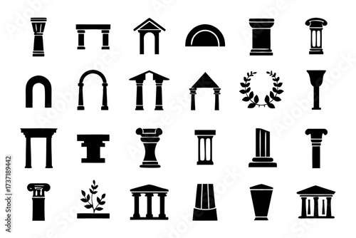 Collection of ancient architecture icons
