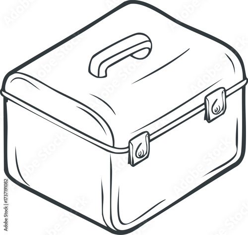 Isometric Metal Box Outline Illustration for Design