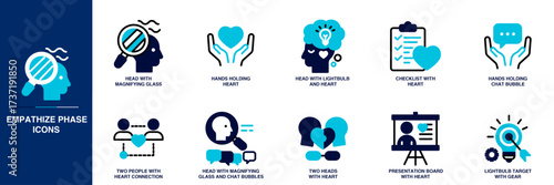 Empathize Phase Blue Colored Outline Icon Set