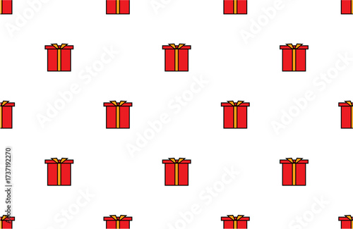 seamless pattern with gift boxes. red gift boxes on white background