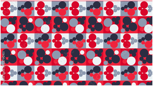 unique seamless pattern with red, grey, white, and black colors. 